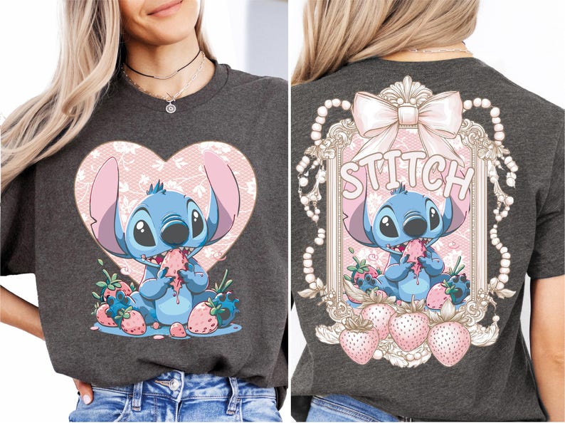 a woman wearing a t - shirt with a stitch stitch stitch stitch stitch stitch stitch