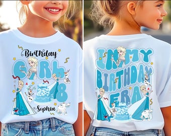Personalized Princess Elsa Birthday Girl Tee, Disneyland Frozen Toddler Shirt, Frozen Birthday Girl Tee, 2025 Girls Birthday Trip Tee