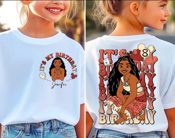Maglietta "È il mio compleanno", maglietta di compleanno della principessa Disney, maglietta di compleanno personalizzata della principessa Moana Disney, maglietta per festa di compleanno in famiglia Disney