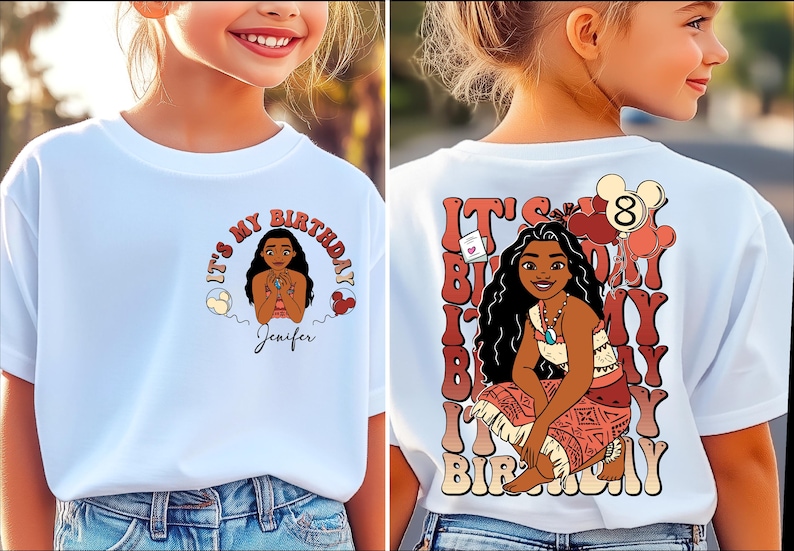 It's My Birthday T-shirt, Disney Princess Birthday Shirt, Disney Custom Princess Moana Birthday Shirt, Disney Family Birthday Party Shirt