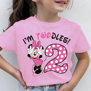Camiseta &quot;Soy Twodles&quot;, camiseta de cumpleaños de Minnie de Disney, camiseta de fiesta de cumpleaños de Disney, camiseta de vacaciones familiares de WDW, camiseta de dos años, camiseta de segundo cumpleaños