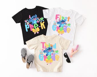 Stitch Back To School T-shirt, Disney Stitch First Day Of School Shirt, First Grade Shirt, Stitch School Shirt, Pre-Kindergarten Tee