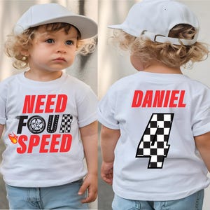 Need Four Speed Birthday T-Shirt, Race Car Birthday Shirt. 4th Birthday Party Shirt, Birthday Boy Shirt, Car Lover Boy Shirt, Birthday Tee