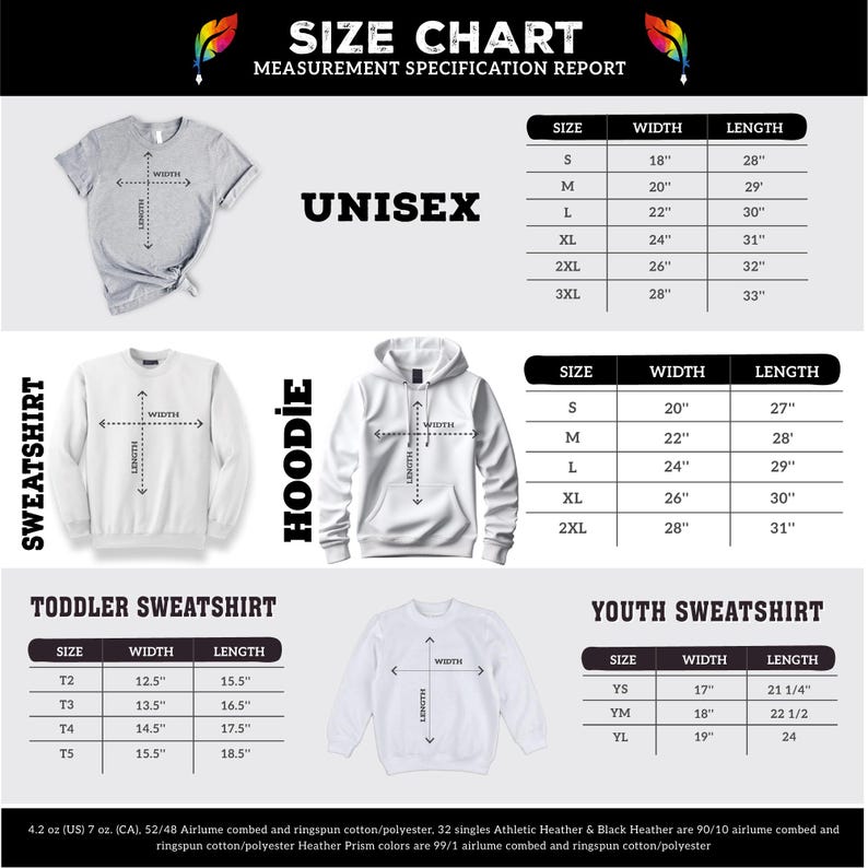 the size chart for a hoodie sweatshirt