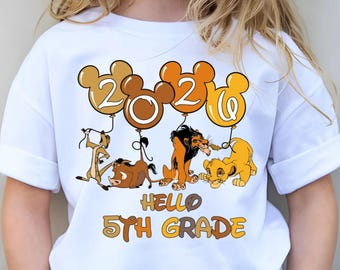 The Lion King Hello 5th Grade T-shirt, , Personalized Toddler Shirt, Disney 5th Grade Shirt, First Day Of School Tee, Back To School Shirt