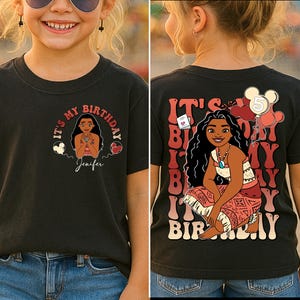 May include: Black t-shirt with a cartoon character graphic and the text "IT'S MY BIRTHDAY" on the front and back. The back of the shirt also features the number "5" on a balloon.