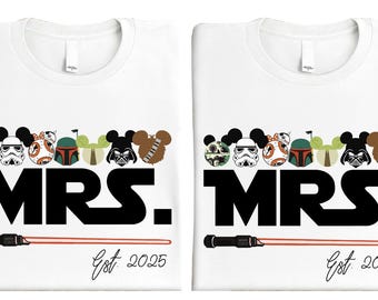 Star Wars T-shirt, Star Wars Couple Shirt, Disney Star Wars Shirt, WDW Family Vacay Shirt, Mr And Mrs Est. 2025 Tee, Disney Mickey Head Tee