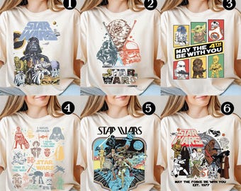 Maglietta di Star Wars, maglietta "Che la Forza sia con te", maglietta "Galaxy's Edge Trip", maglietta di Star Wars con Darth Vader e R2-D2, maglietta "Star Wars Family Vacation"