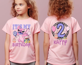 Angel It's My Birthday T-shirt, Disney Stitch Angel Birthday Shirt, Disney Custom Angel Birthday Girl Shirt, Disney Birthday Party Shirt