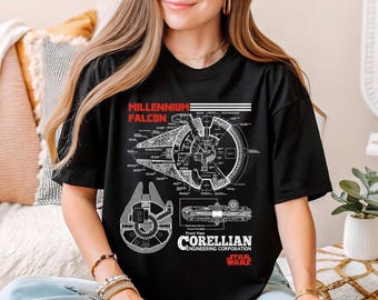 Star Wars Millennium Falcon Corellian T-shirt, MAD Engine Star Wars T-Shirt, Galaxy's Edge Tee, Star Wars Fan Shirt, Disney Star Wars Shirt