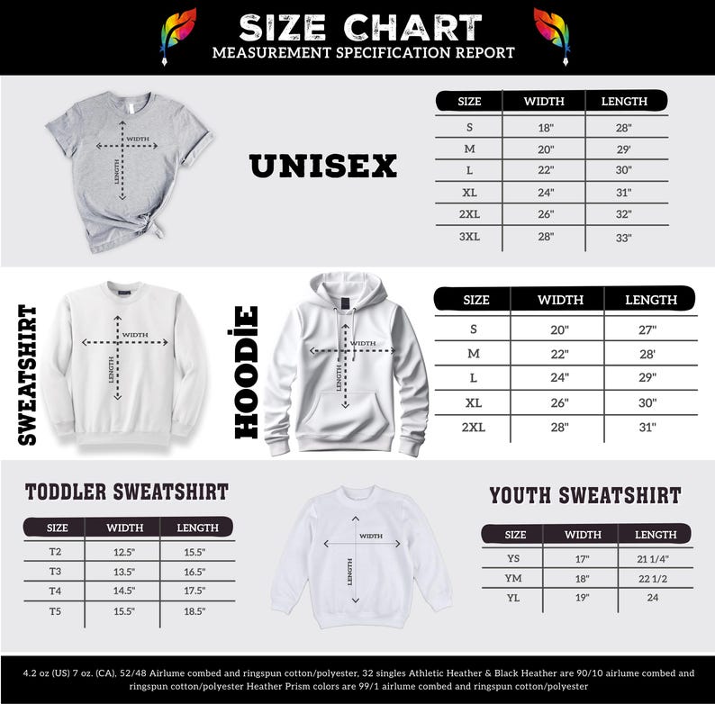the size chart for a hoodie sweatshirt