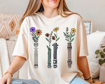 Floral Lightsaber Shirt, Star Wars Lightsaber Shirt, Galaxy's Edge Tee, Lightsaber Lover Shirt, Disney Star Wars Shirt, WDW Family Vacay Tee