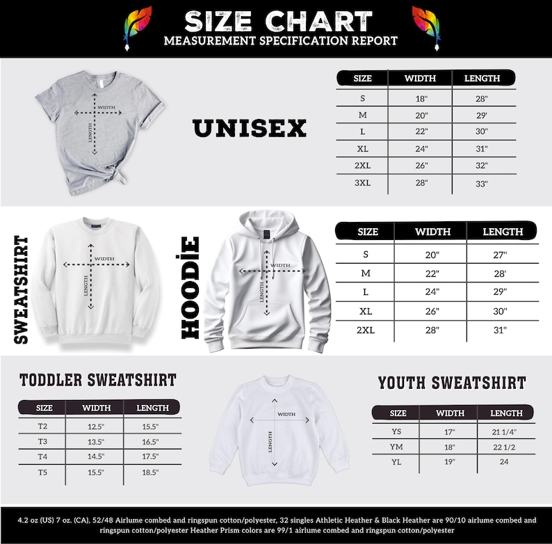 the size chart for a hoodie sweatshirt