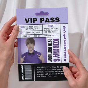 Justin Bieber Y2K Birthday Party Invitation | Canva Template