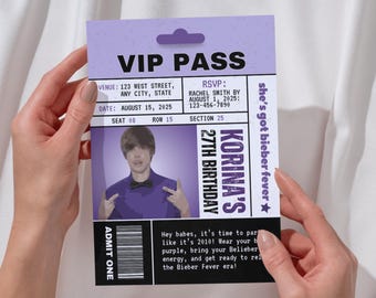 Justin Bieber Y2K Birthday Party Invitation | Canva Template