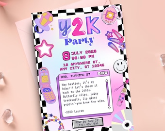 Y2K Birthday Party Invitation | Retro 2000s Instant Message Chat Theme | Digital Download