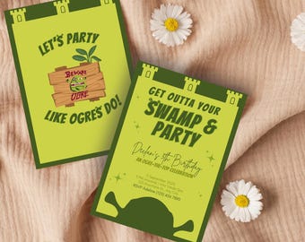 Kid’s Shrek Birthday Invitation – “Let’s Party Like Ogres Do!” | Editable Canva Template | Swamp Party Invite