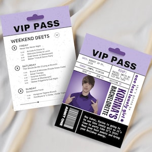 One Less Lonely Girl – Justin Bieber Y2K VIP Pass | Bachelorette Party Invitation | Canva Template