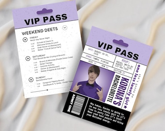One Less Lonely Girl – Justin Bieber Y2K VIP Pass | Bachelorette Party Invitation | Canva Template