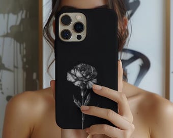 January Birth Floral iPhone Tough Case, Carnation Flower, New Year Birthday Gift, Personalized Protective Cover