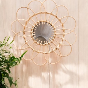 Miroir Décoratif Mural Tissé à la Main - ミロワール ボエーム アン ロタン - デコ ムラーレ シャンブル & サロン