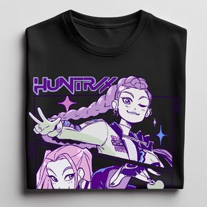 K-Pop Dämonenjäger T-Shirt, Rumi, Mira, Zoey Sweatshirt, Huntrix Fanclub Hoodie, K-Pop Fan Langarm, Süßes Lounge T-Shirt, KPop Girl Group