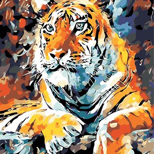 Tiger Paint by Numbers Kit – DIY Painting Set for Adults & Kids, Majestic Wild Animal Art, Relaxing Hobby, Home Wall Decor Gift
