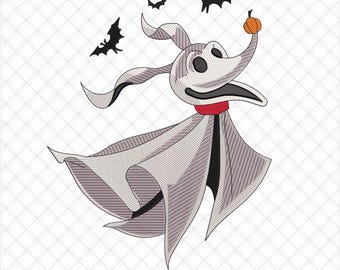 It's Freakin Bats Halloween Pattern, Spooky Zero Nightmare Dog Embroidery Design | 5 Sizes Included