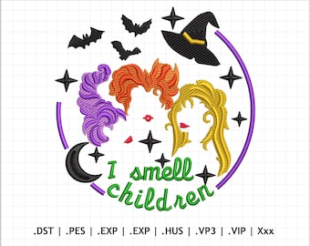Halloween Witches Embroidery, Halloween Horror Movies Embroidery, Halloween Sisters Machine Embroidery Files. 3 Sizes