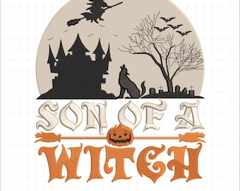 Halloween Witches Embroidery Machine Files, Halloween Witches Embroidery Files, Son Of A Witch Halloween Witches Embroidery Files. 4 Sizes