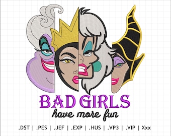 Halloween Witches Embroidery, Halloween Scary Bitches Embroidery, Bad Girls Embroidery, Halloween Horror Movies Embroidery Files. 3 Sizes