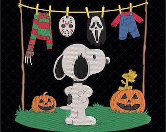 Spooky Snoopy Serial Killer Halloween Machine Embroidery. 5 Sizes Included