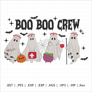 Boo Boo Crew Machine Embroidery – Nurse Ghost Design – 4x4 5x7 Hoop – Halloween Digital Download PES DST EXP