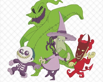 Oogie Boogie and Lock, Shock and Barrel Halloween Embroidery Machine Pattern | 5 Sizes Included