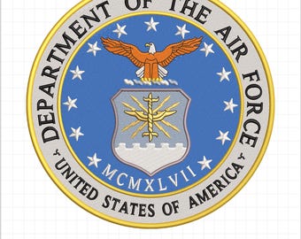 United States Armed Forces Emblem Embroidery, US Air Force Emblem Embroidery Files, United States Air Force Embroidery Files. 4 Sizes