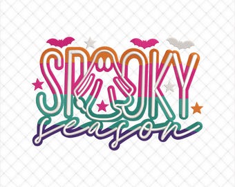 Spooky Season Ghost and Bats Halloween Embroidery Files | 5 Sizes Included