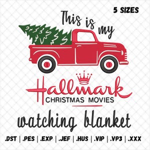 Christmas Movies Blanket Embroidery Design, Hallmark Truck 5 Sizes (Digital Download)