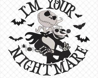 Jack Skellington I am Your Nightmare Halloween Embroidery Design. 5 Sizes