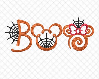 Spooky Boo Halloween Mouse Ears Embroidery Machine Design. 5 Sizes Included