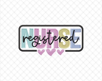 Nurse Embroidery Designs, Registered Nurse Embroidery Files | 5 Sizes Included