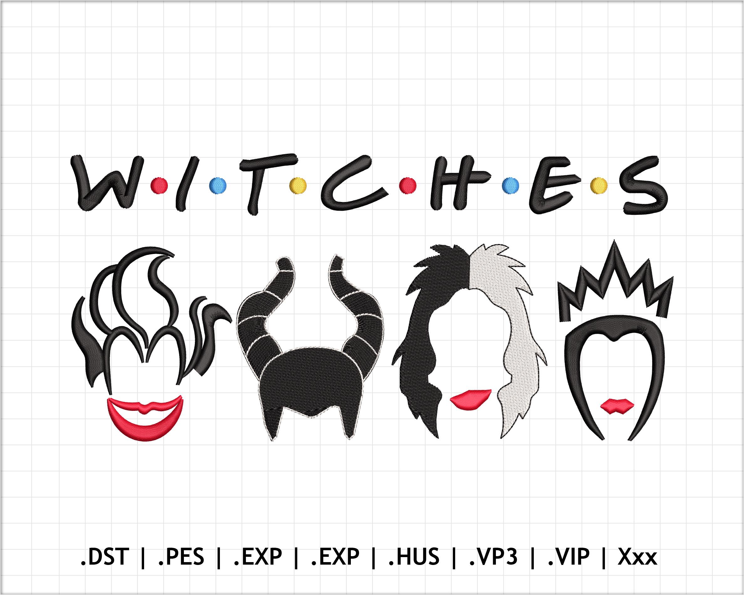 Halloween Witches Embroidery Designs, Halloween Movies Embroidery, Spooky Halloween Witches Squad Machine Embroidery Files. 3 Sizes