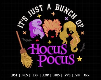 Halloween Witches Embroidery, Halloween Salem Witches Embroidery, Horror Movies Embroidery, Bunch Of Witches Embroidery Files. 3 Sizes