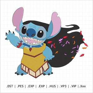 Stitch in Rapunzel Dress Embroidery File – Cute Tangled Disney Machine Design for PES, DST, HUS & More