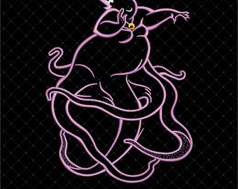Sea Witch Ursula Line Art Embroidery Design. 5 Sizes Included