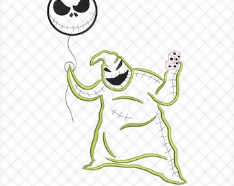 Oogie Boogie Line Art Embroidery Design, Oogie Halloween Embroidery Pattern. 5 Sizes Included