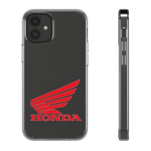 Coque pour portable rouge avec logo Honda Wing | Étui transparent résistant aux chocs