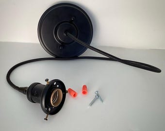 Custom Black Pendant Light Fixture Kit - 2 1/4" UNO Shade Holder