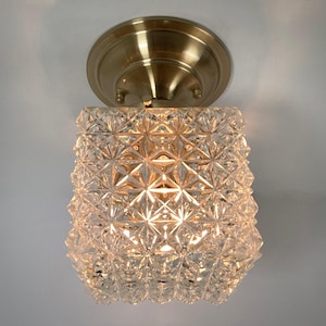 Semi-Flush Ceiling Light. Vintage Glass Shade New Fixture Base