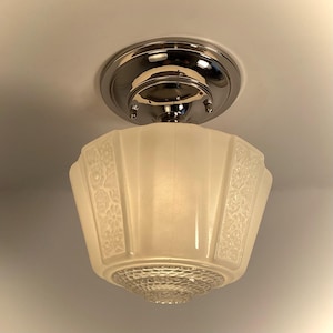 Semi-Flush Ceiling Light Fixture Vintage Shade / New Fitter
