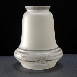 2 1/4 (2.25) Inch Vintage Etched Bell Shaped Glass Light Fixture Shade